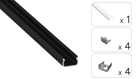 TEKKNI IKKE Set, schwarz, milch Abdeckung, 2,02 m