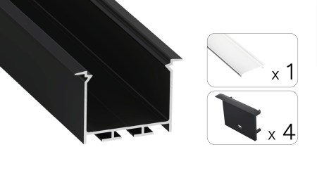 TEKKNI HEDE Set, schwarz, transparent Abdeckung, 2,02 m