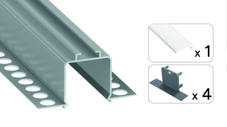 Set TEKKNI ODIS silber, Abdeckung gefrostet 2,02 m