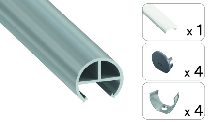 Set TEKKNI BOVL silber, Abdeckung milchig 2,02 m