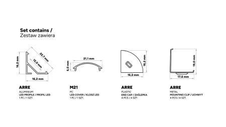 TEKKNI ARRE Set, silber, gefroren Abdeckung, 2,02 m