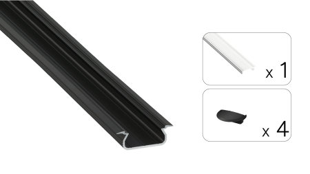 TEKKNI SELDE Set, schwarz, transparent Abdeckung, 3 m