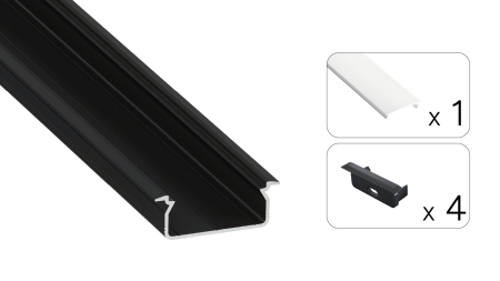 TEKKNI TVED Set, schwarz, milch Abdeckung, 2,02 m