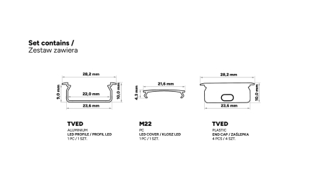 TEKKNI TVED Set, schwarz, milch Abdeckung, 2,02 m