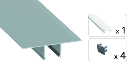 Set TEKKNI SKAVE silber, Abdeckung milchig 2,02 m