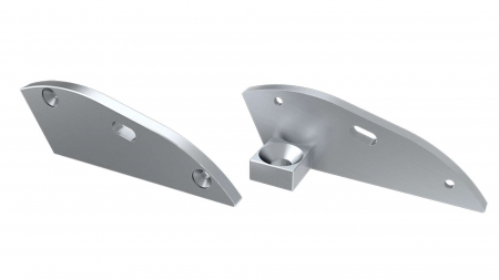 Endkappe Aluminium für LED Profil LUMINES RETO silber links mit Stütze 15° mit Öffnung