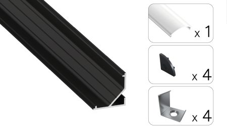 TEKKNI ARRE Set, schwarz, milch Abdeckung, 2,02 m