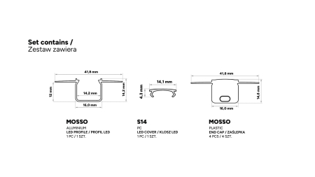 TEKKNI MOSSO Set, schwarz, transparent Abdeckung, 3 m