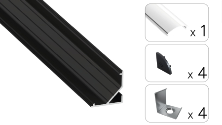 TEKKNI ARRE Set, schwarz, transparent Abdeckung, 3 m