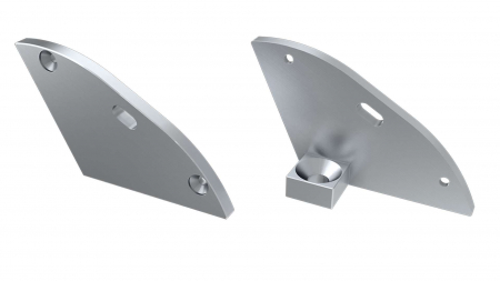 Endkappe Aluminium für LED Profil LUMINES RETO silber links mit Stütze 30° mit Öffnung