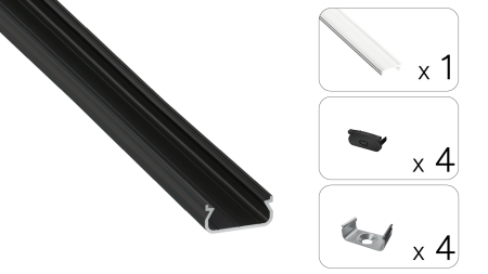 TEKKNI ORRE Set, schwarz, transparent Abdeckung, 3 m