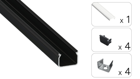 TEKKNI HOM Set, schwarz, transparent Abdeckung, 2,02 m