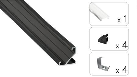 TEKKNI BARDE Set, schwarz, transparent Abdeckung, 2,02 m