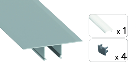 Set TEKKNI SKAVE silber, Abdeckung gefrostet 2,02 m