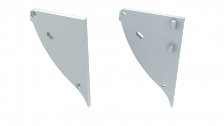 Endkappe Aluminium für LED Profil LUMINES CONVA weiß links mit Öffnung