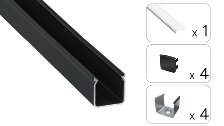 TEKKNI HELSE Set, schwarz, transparent Abdeckung, 2,02 m