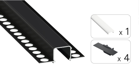 TEKKNI MOSSO Set, schwarz, milch Abdeckung, 3 m