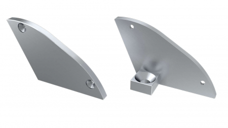 Endkappe Aluminium für LED Profil LUMINES RETO silber links mit Stütze 30°