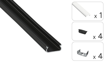 TEKKNI ORRE Set, schwarz, milch Abdeckung, 2,02 m