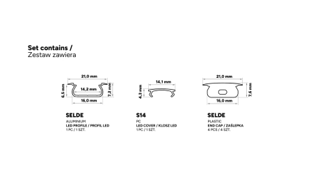 TEKKNI SELDE Set, silber, transparent Abdeckung, 3 m