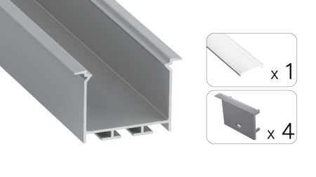 TEKKNI HEDE Set, silber, transparent Abdeckung, 3 m