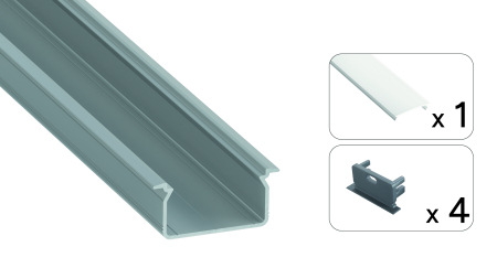 Set TEKKNI SKAST silber, Abdeckung milchig 2,02 m