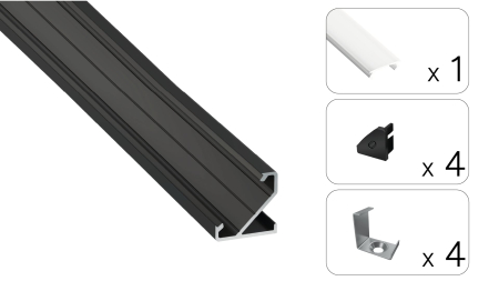 TEKKNI BARDE Set, schwarz, milch Abdeckung, 2,02 m