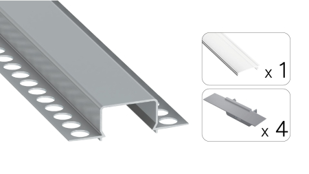 TEKKNI HORST Set, silber, transparent Abdeckung, 3 m