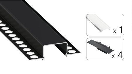 TEKKNI HORST Set, schwarz, transparent Abdeckung, 3 m