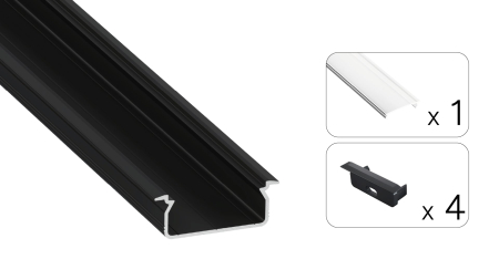 TEKKNI TVED Set, schwarz, transparent Abdeckung, 2,02 m