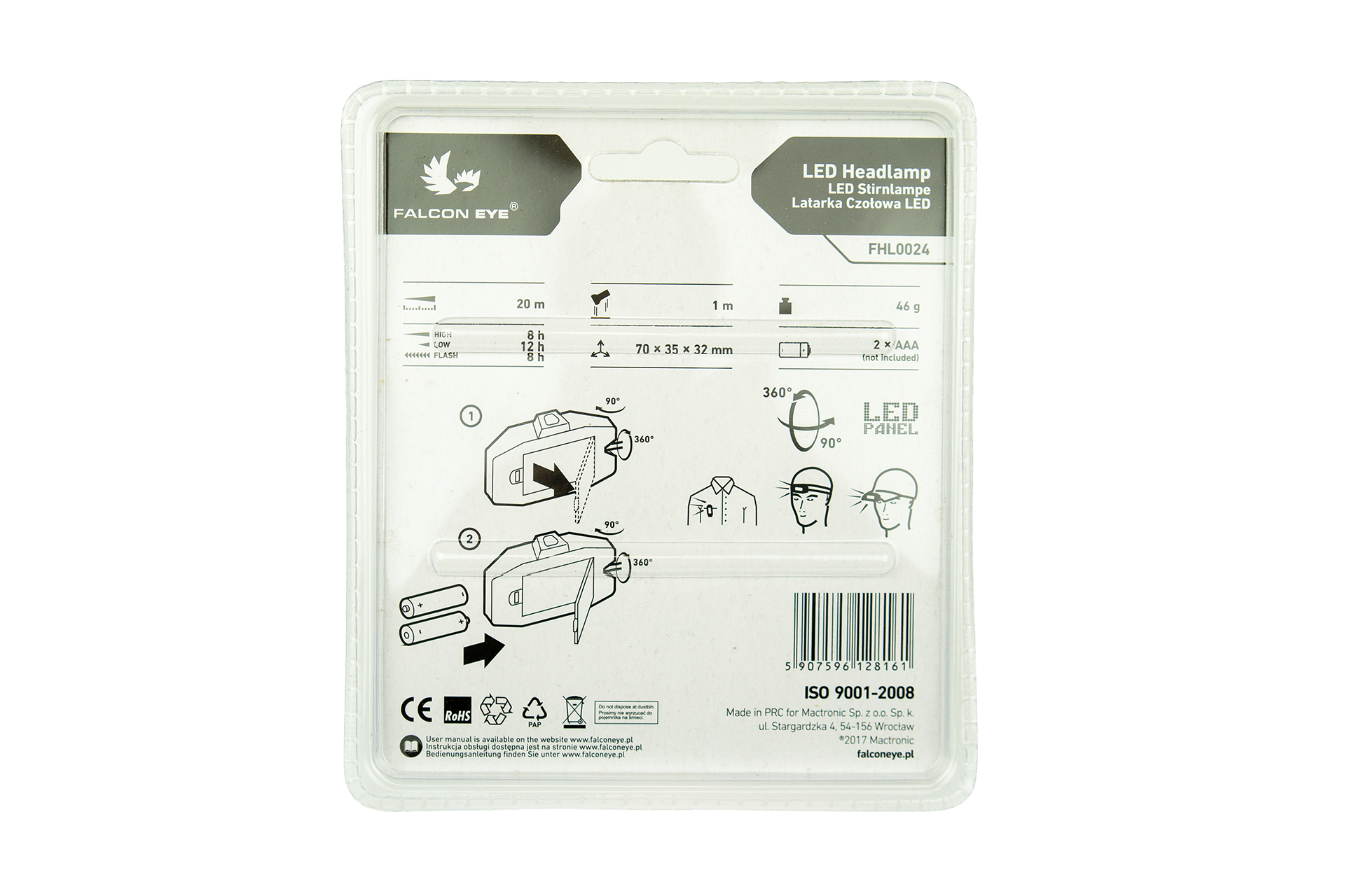 Stirnlampe, Falcon Eye Blaze 2.3, 70 lm