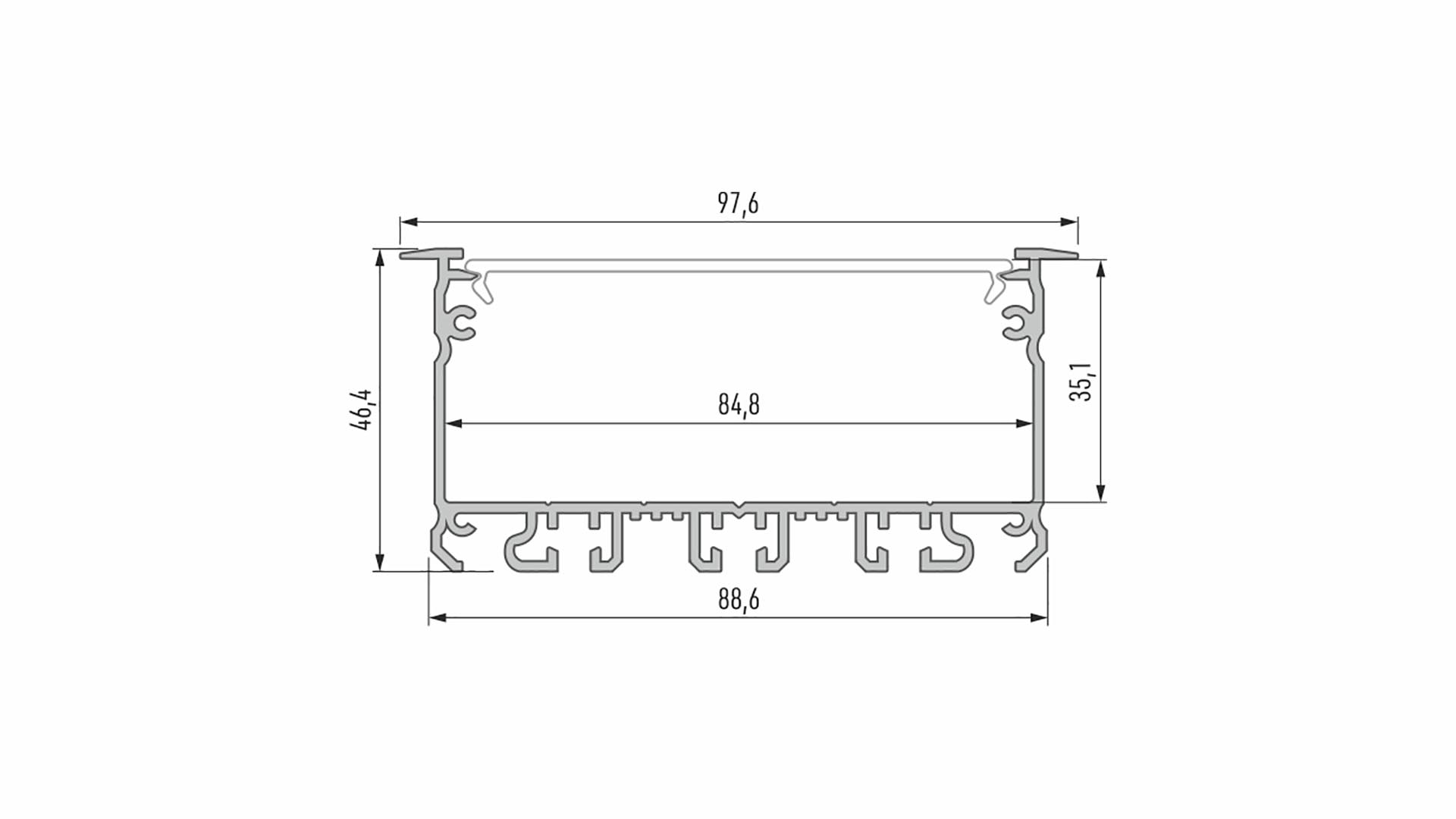 Lumines Profil Typ inLARGO Schwarz, lackiert, 3 m