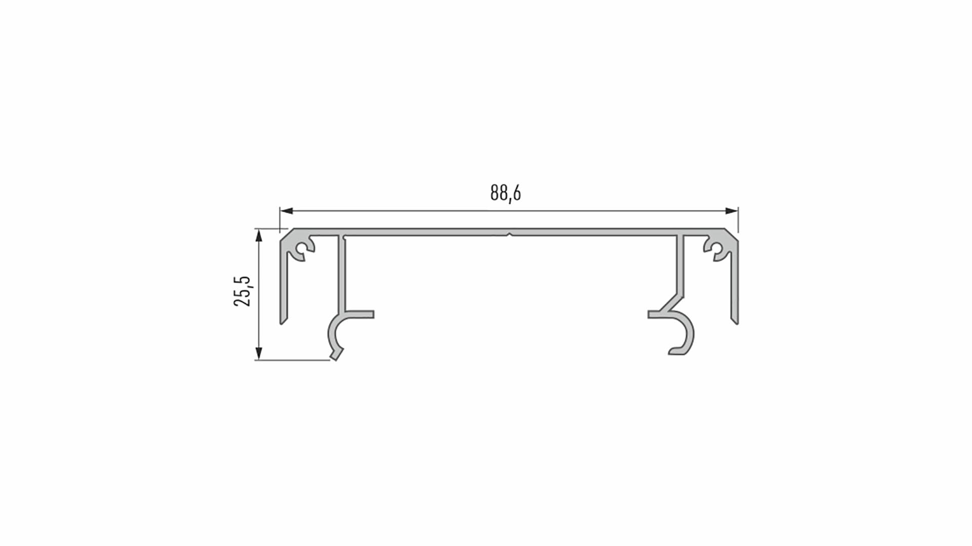 Lumines Profil Typ LARGO M1, Schwarz, lackiert, 1 m