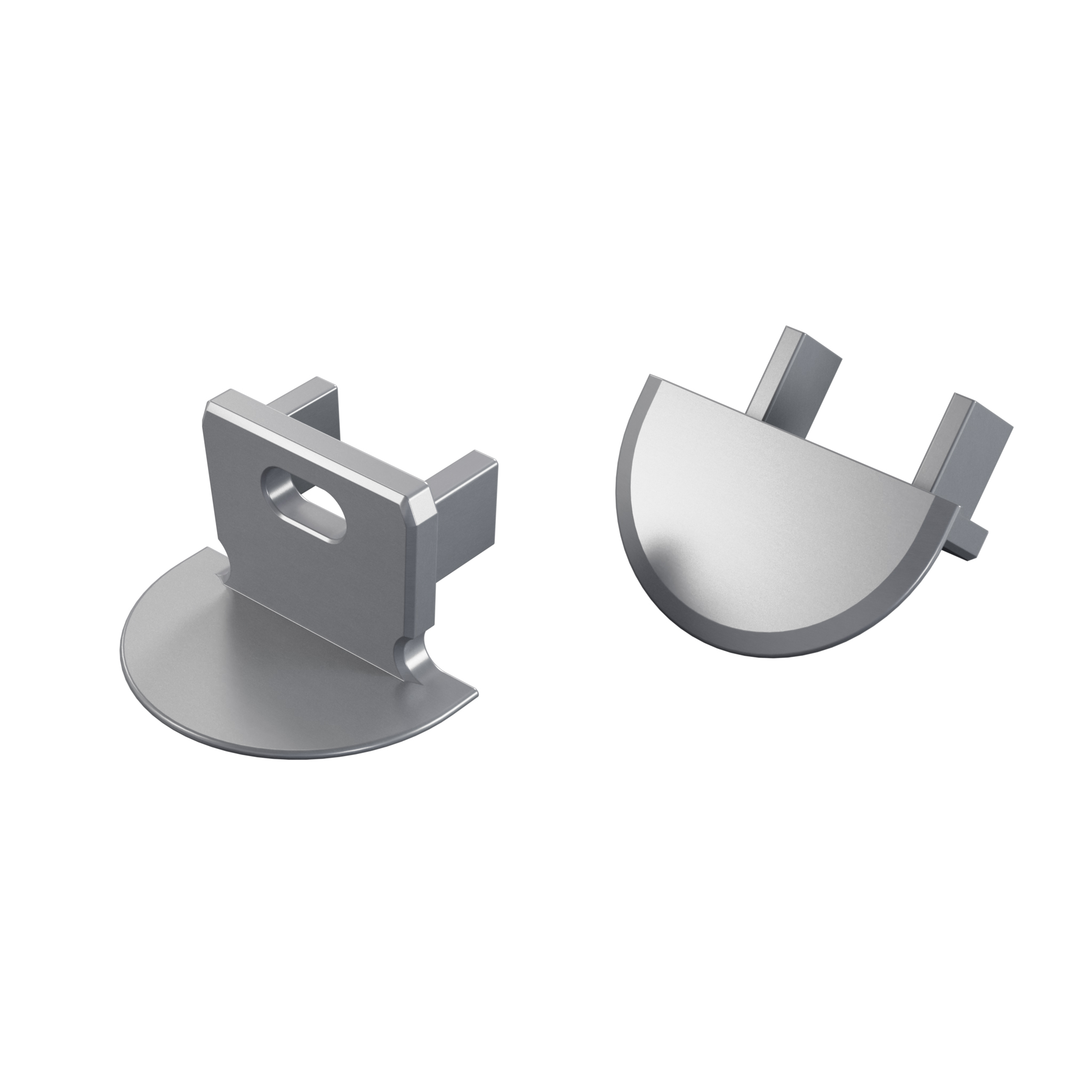 Endkappe Aluminium für LED Profil Lumines axin silber eloxiert mit Öffnung