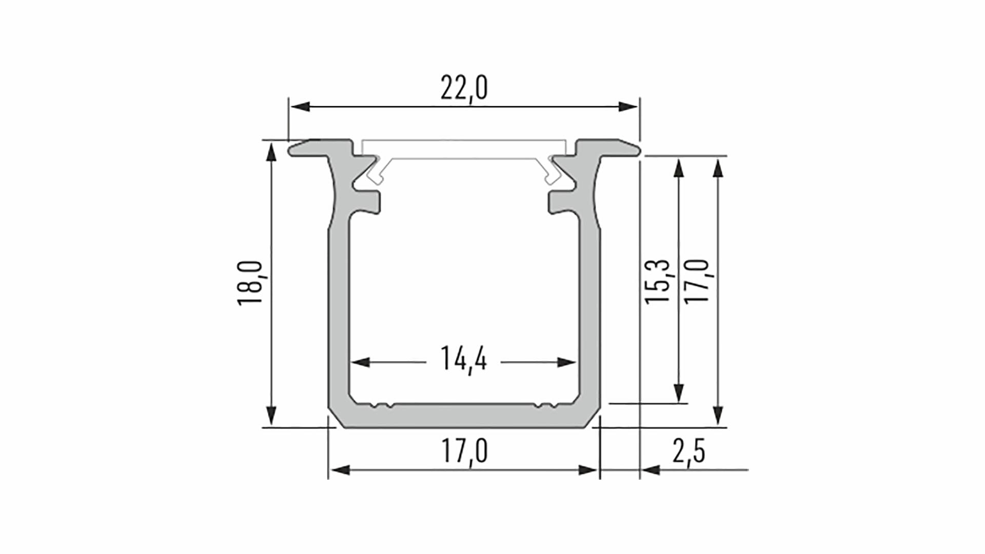 Lumines Profil Typ G Inox, eloxiert, 3 m