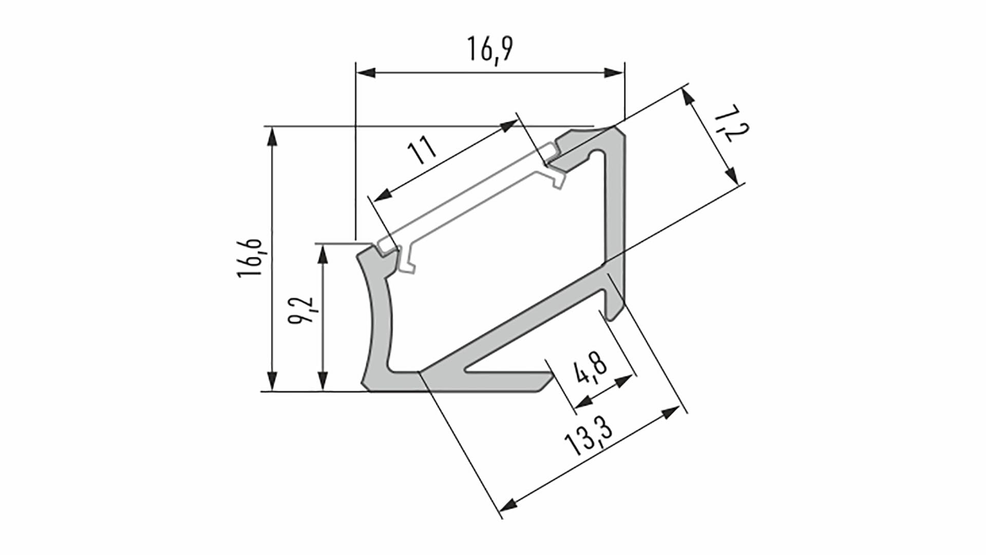 Lumines Profil Typ H Nicht eloxiert, 3 m