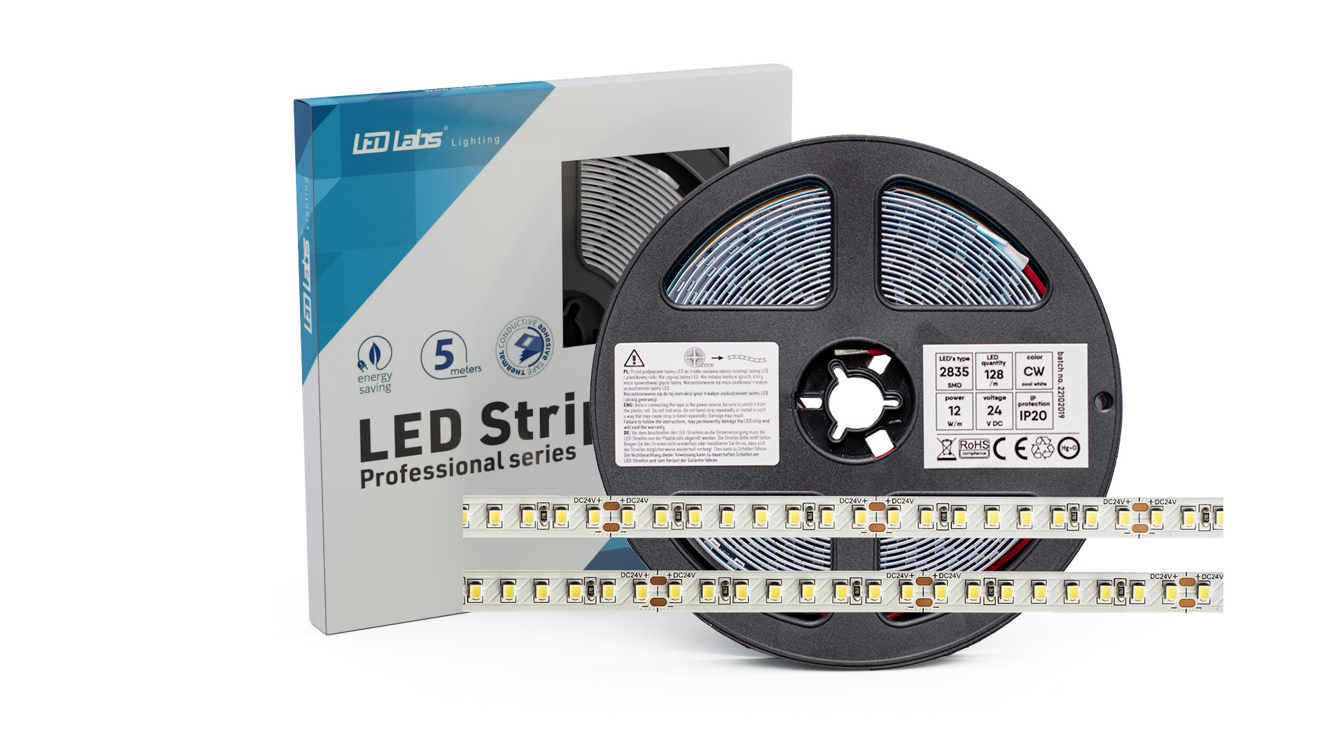 LED-Streifen PROFI 24 V 640 LED 2835 SMD 12 W 3000 K 130 lm/W