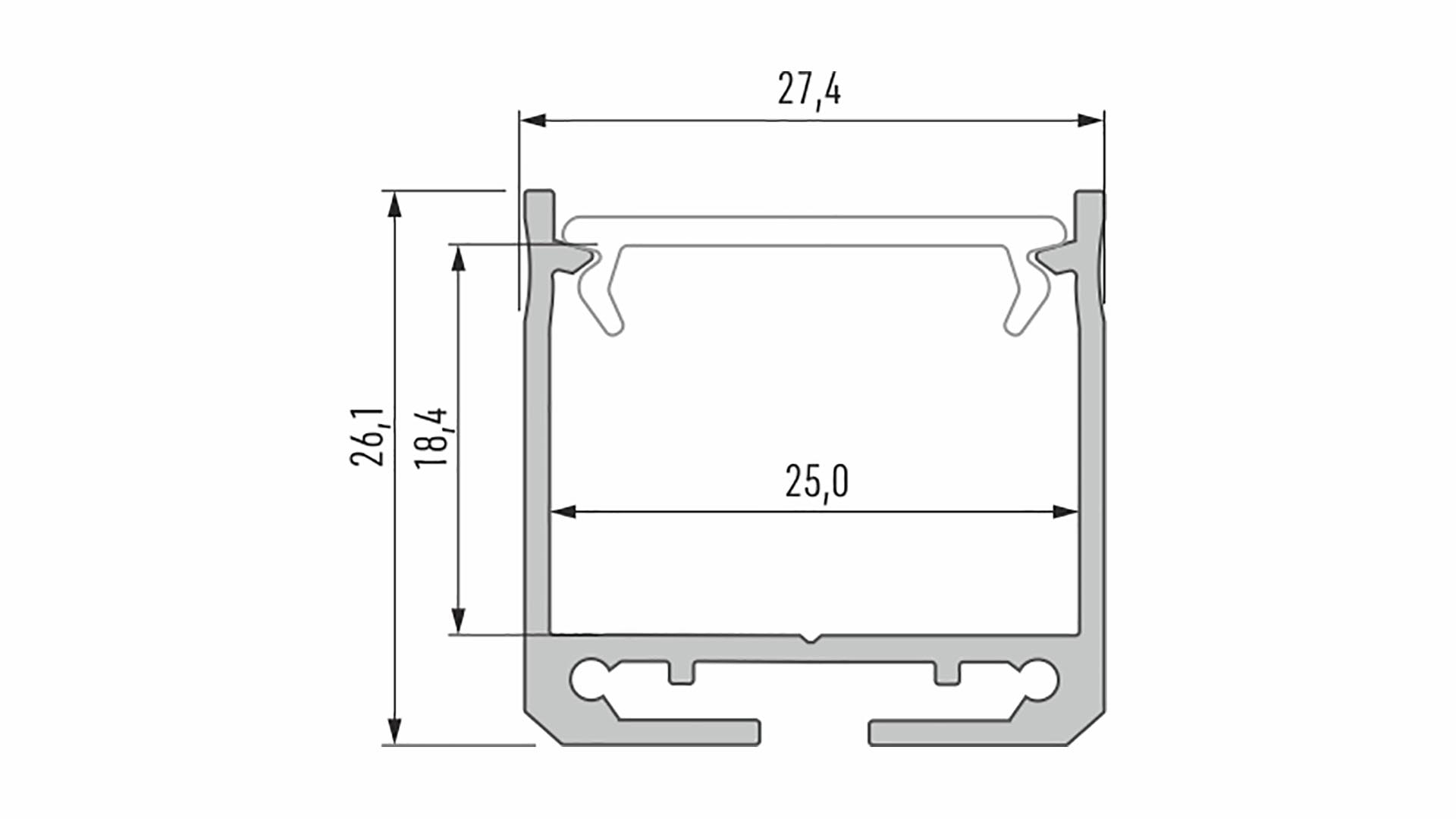 Lumines Profil Typ Dileda Silber, eloxiert, 2,02 m