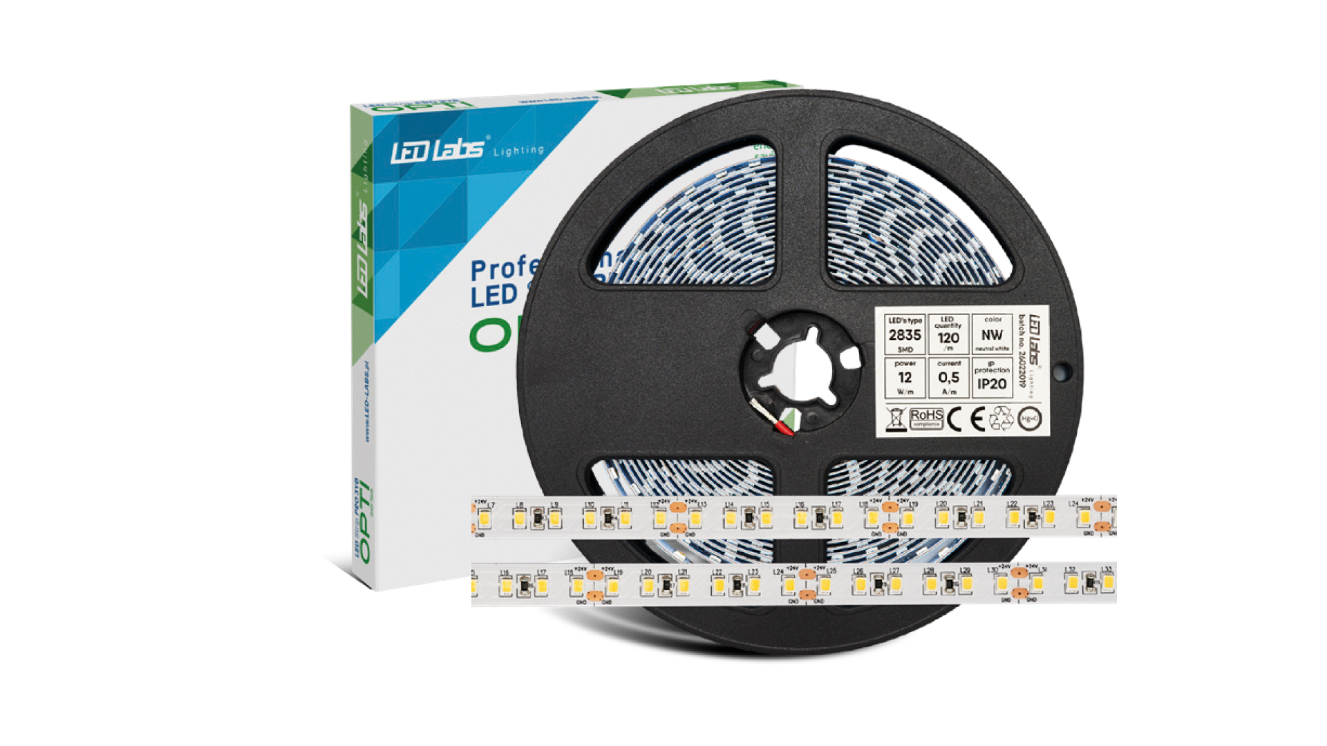 LED-Streifen OPTI 24 V 600 LED 2835 SMD 12 W 6500 K