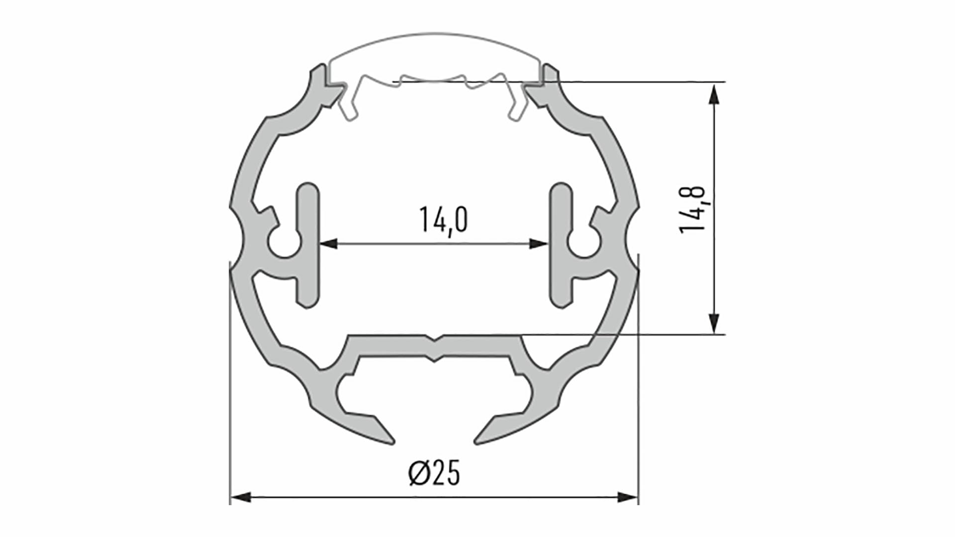 Lumines Profil Typ Cosmo Schwarz, eloxiert, 2,02 m