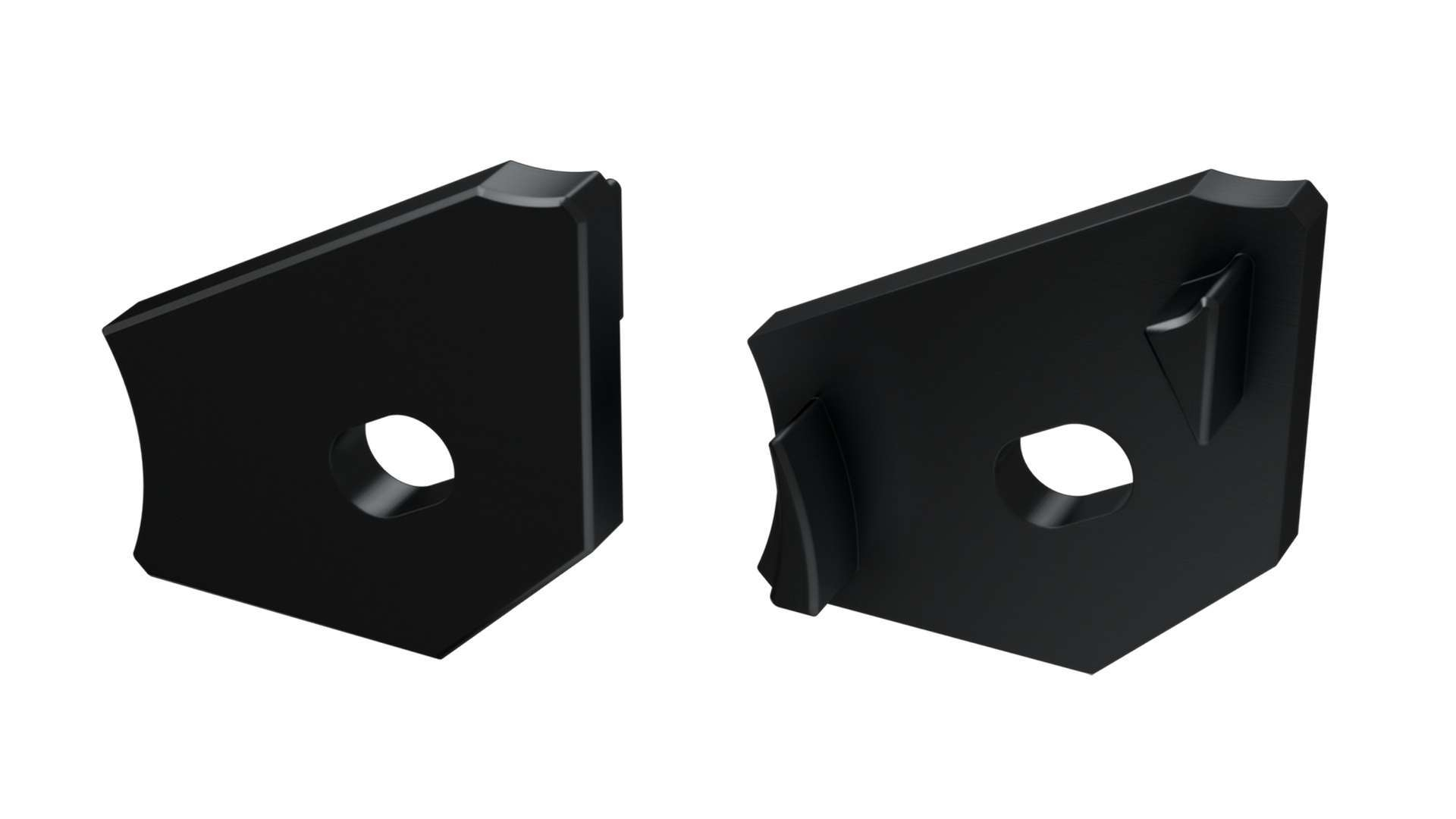 Endkappe Aluminium für LED Profil LUMINES H schwarz mit Öffnung recht