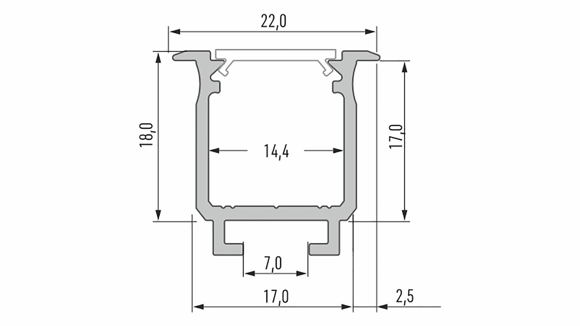 Lumines Profil Typ W INOX, eloxiert 3 m
