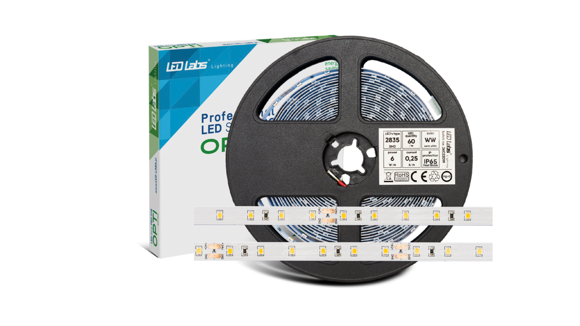 LED-Streifen OPTI 12 V 300 LED 2835 SMD 6 W 3000 K IP65HS