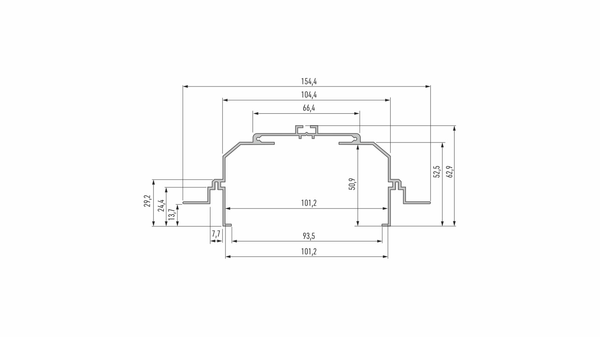 Lumines Profil Typ LARGO M4, Schwarz, lackiert 2,02 m