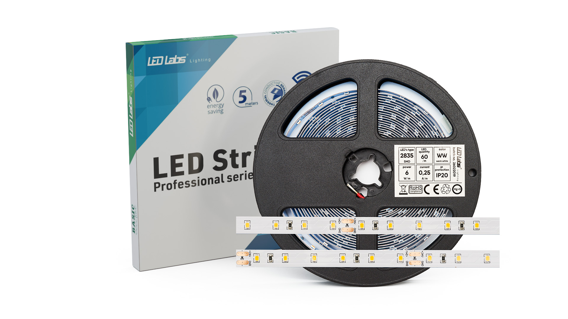 LED-Streifen OPTI 24 V 300 LED 2835 SMD 6 W 3000 K IP65HS