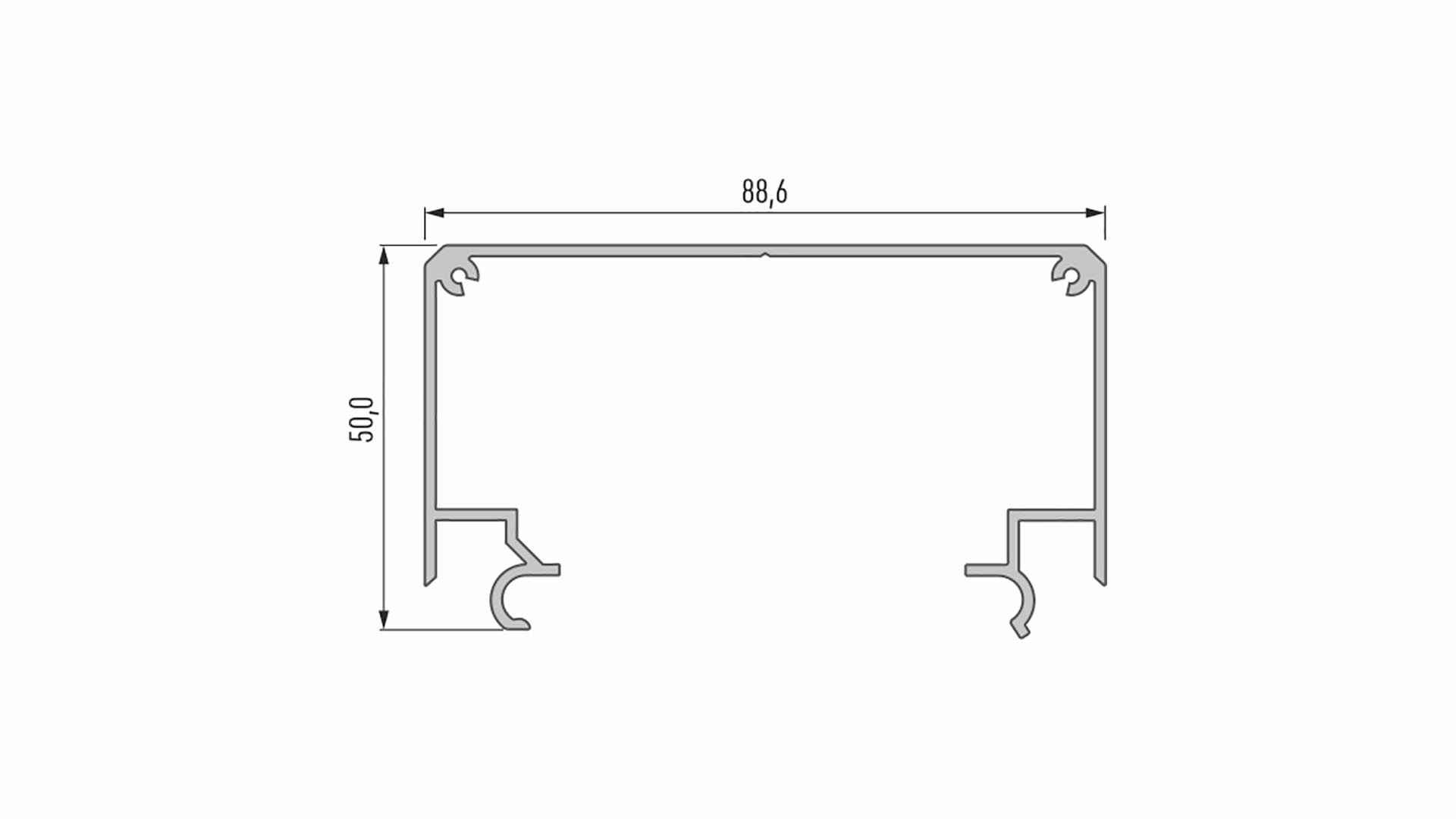 Lumines Profil Typ LARGO M2, Schwarz, lackiert 3 m