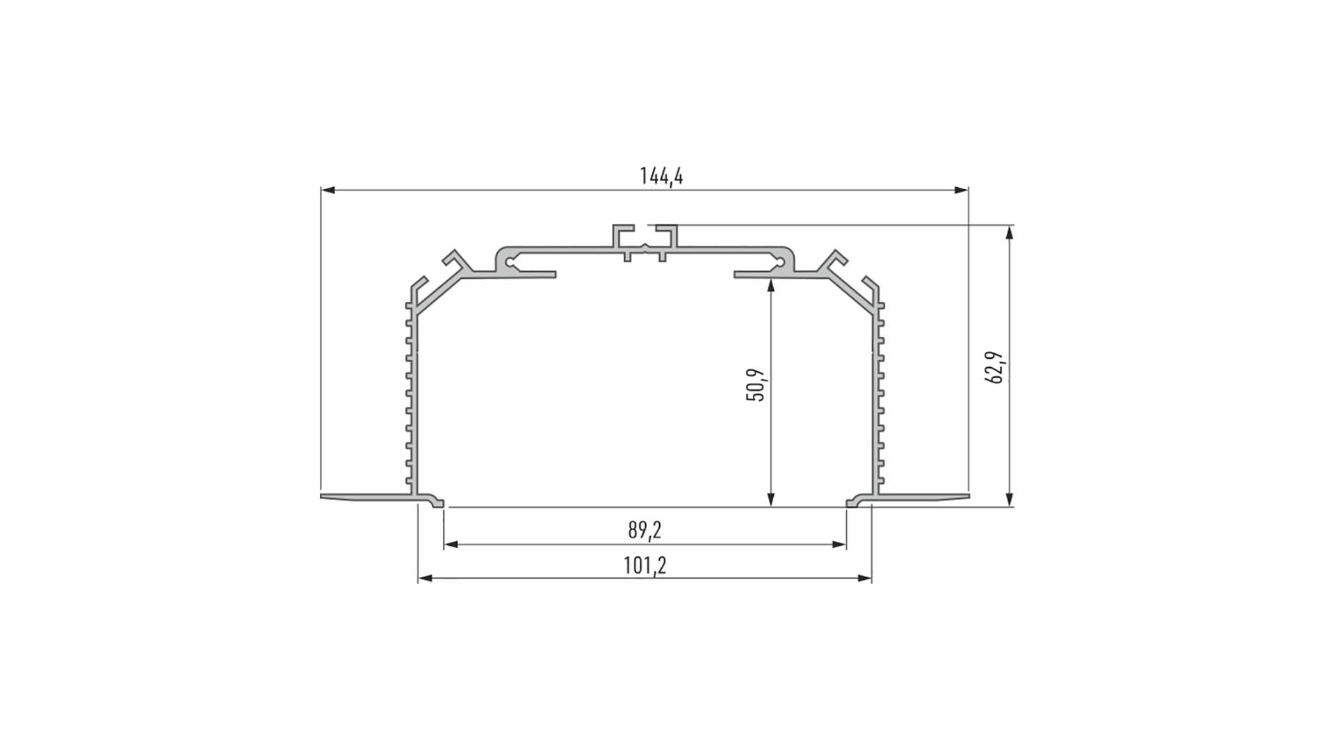 Lumines Profil Typ LARGO M3, Schwarz, lackiert 3 m