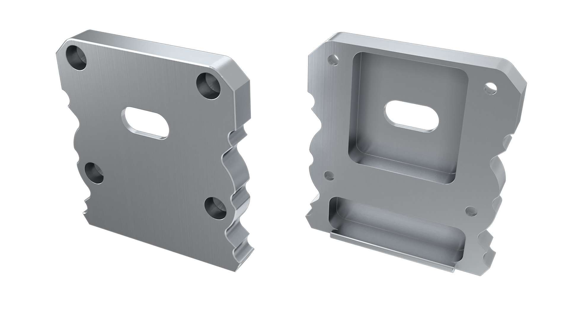 Endkappe Aluminium für LED Profil LUMINES TALIA M1+TALIA silber mit Öffnung