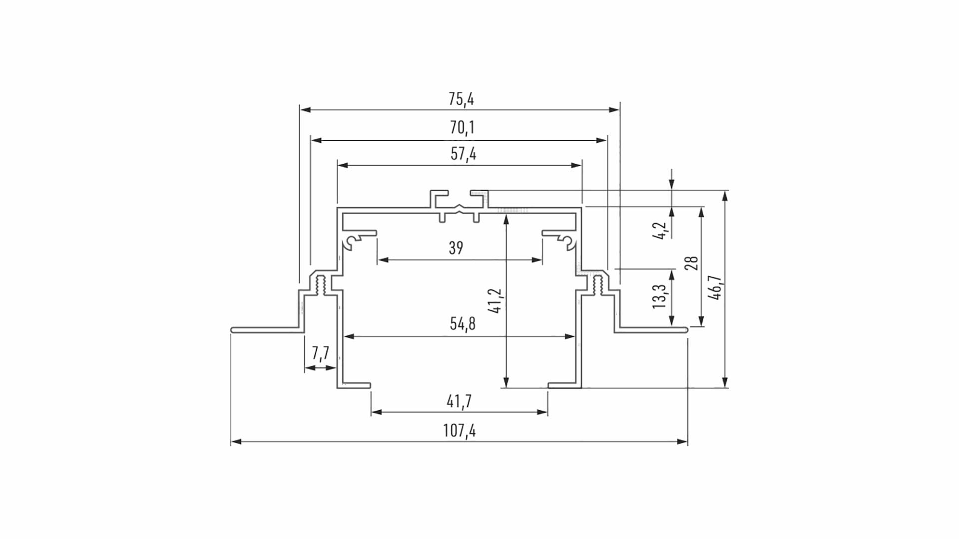 Lumines Profil Typ Talia M4, Schwarz, lackiert 2,02 m