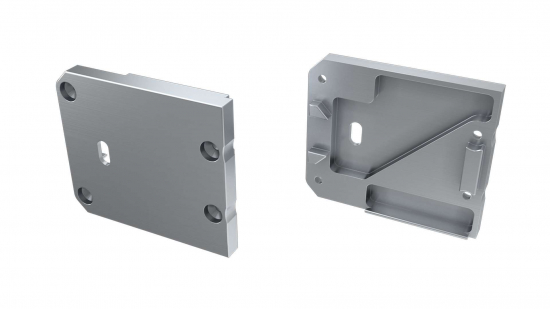 Endkappe Aluminium für LED Profil LUMINES UNICO silber links mit Öffnung